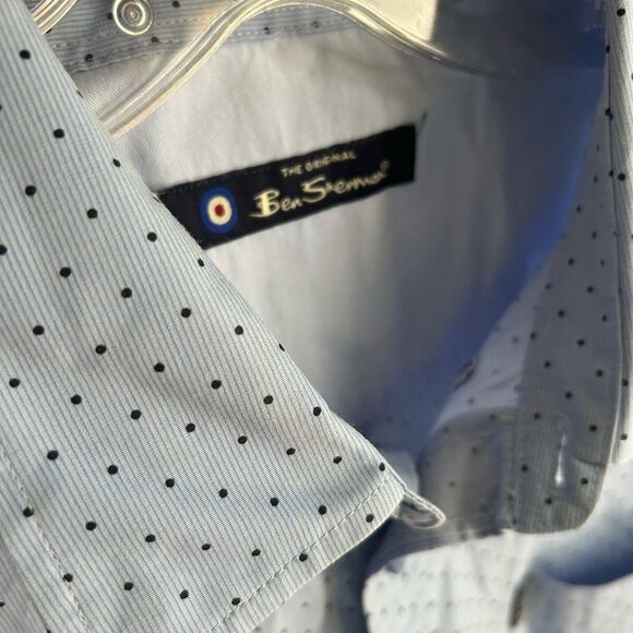 Host Pick Ben Sherman Sky Blue Dotted Button Down Shir XXL - Picture 6 of 13